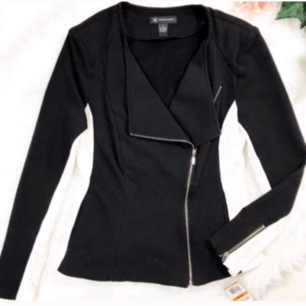 I.N.C. Moto Jacket Black White Colorblock